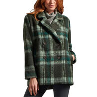 Tribal Women's Brushed Plaid Double-Breasted Jacket