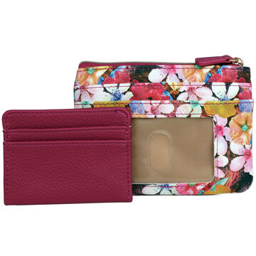 Buxton Womens Floral Wilderness Vegan Leather with RFID Pik-Me-Up ID Large Coin / Card Case
