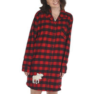 Lazy One Women's Flannel Moose Plaid Night Shirt