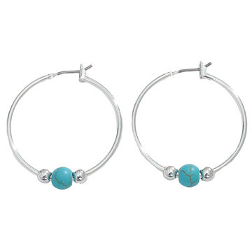 Periwinkle By Barlow Womens Silver and Turquoise Beads 1 Hoop Earring
