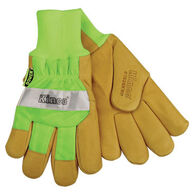 Kinco Men's HydroFlector Lined Hi-Vis Green Waterproof Grain Pigskin Palm Knit Wrist Glove