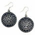 Anju Jewelry Womens Black Floral Print Silver Patina Earring