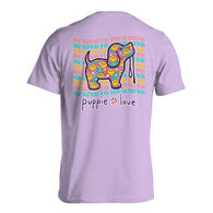 Puppie Love Men's & Women's Smiley Flowers Pup Short-Sleeve T-Shirt