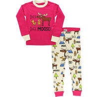 Lazy One Toddler Girl's Duck Duck Moose Long-Sleeve Pajama Set