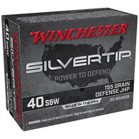 Winchester Silvertip 40 S&W 155 Grain Defense JHP Handgun Ammo (20)