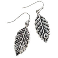 Periwinkle By Barlow Women's Burnished Silver Leaf Earring