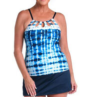 Maxine Swim Group Women's 24th & Ocean Sea's The Dye Underwire Cutout High Neck Tankini Swimsuit Top