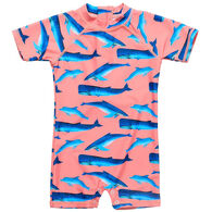 Snapper Rock Swimwear Infant Boy's Whale Tail Short-Sleeve Sunsuit