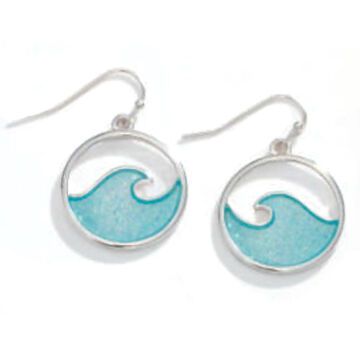 Periwinkle By Barlow Womens Aqua Glitter Waves Dangle Earring