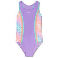 Speedo Girl's Print Splice Racerback Swimsuit